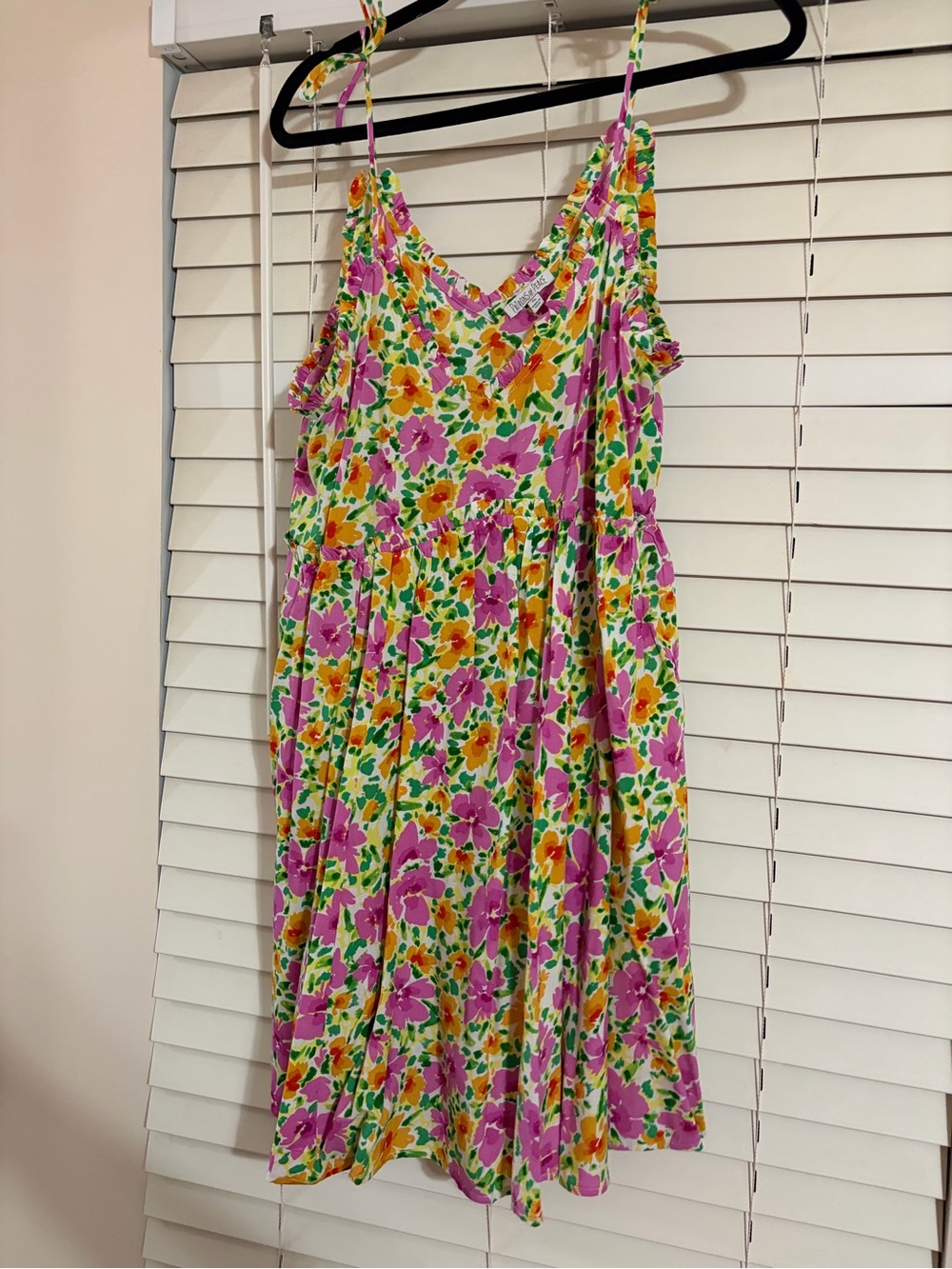 Patrons of Peace Purple, Yellow & Green Floral Spaghetti-Strap Mini Dress